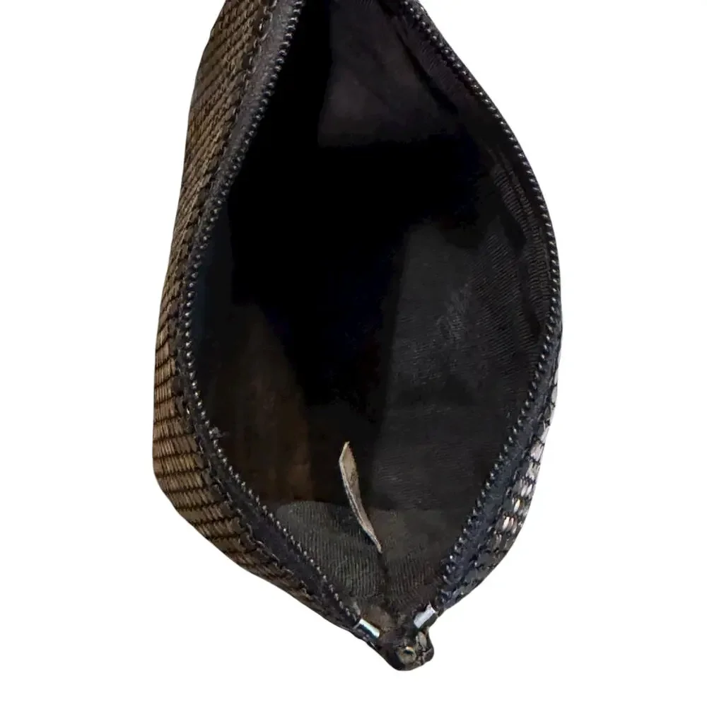 Vtg Black Whiting & Davis Made in USA Mesh Zipper Purse Pouch